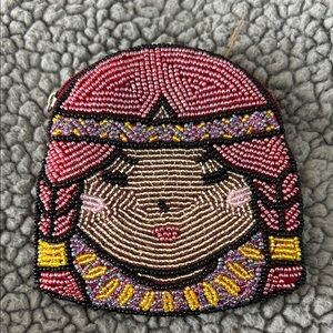 Beaded Face Design Coin Purse